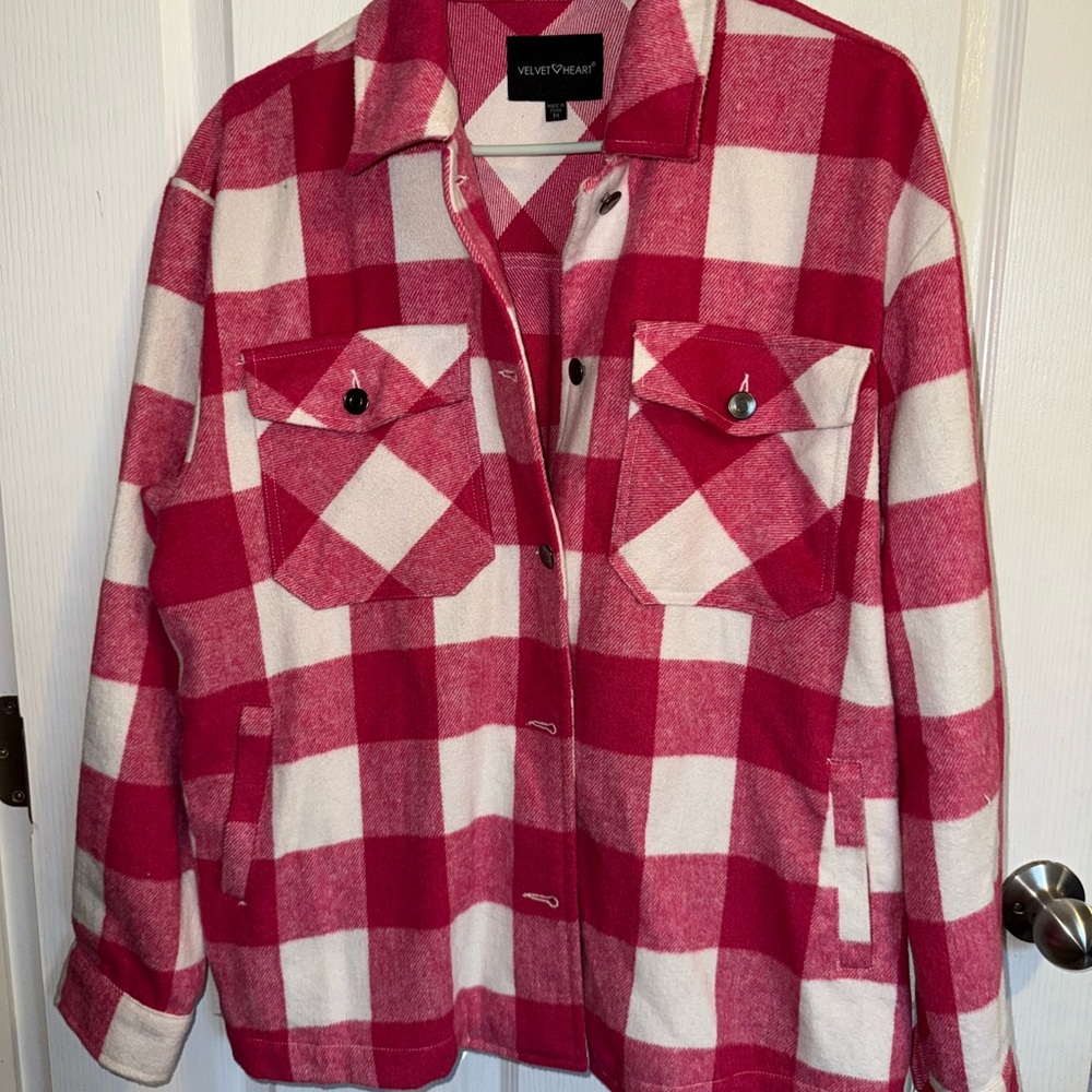 Pink and White Plaid Shacket